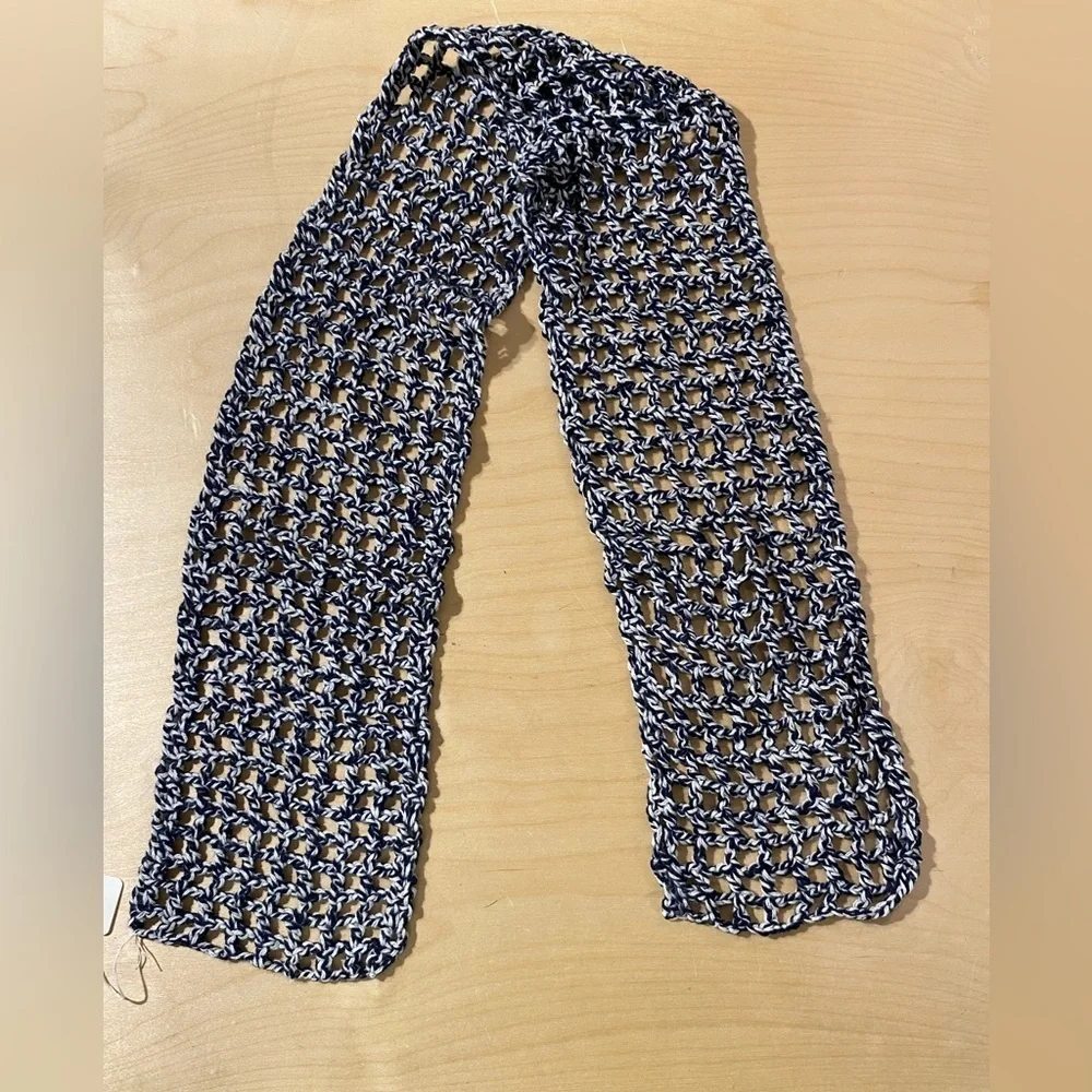 Handmade Crochet Scarf in Black and White (OS)